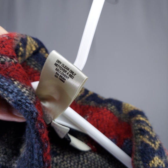 90s David Brooks Aztec Multicolor Wool Blend Jacket Women Large Button Collar - Picture 8 of 8